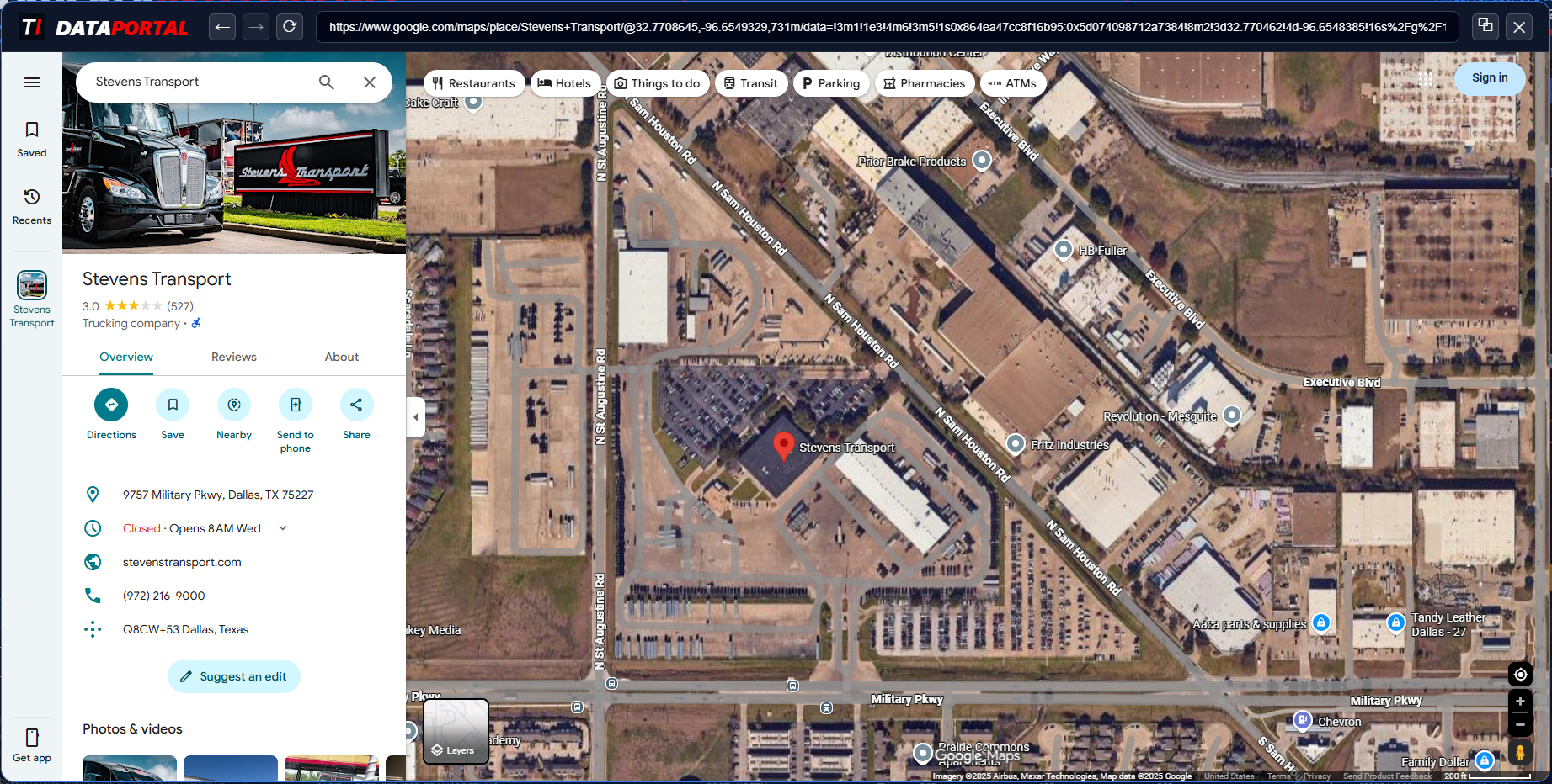 DATAPORTAL in-app Google Maps satellite view