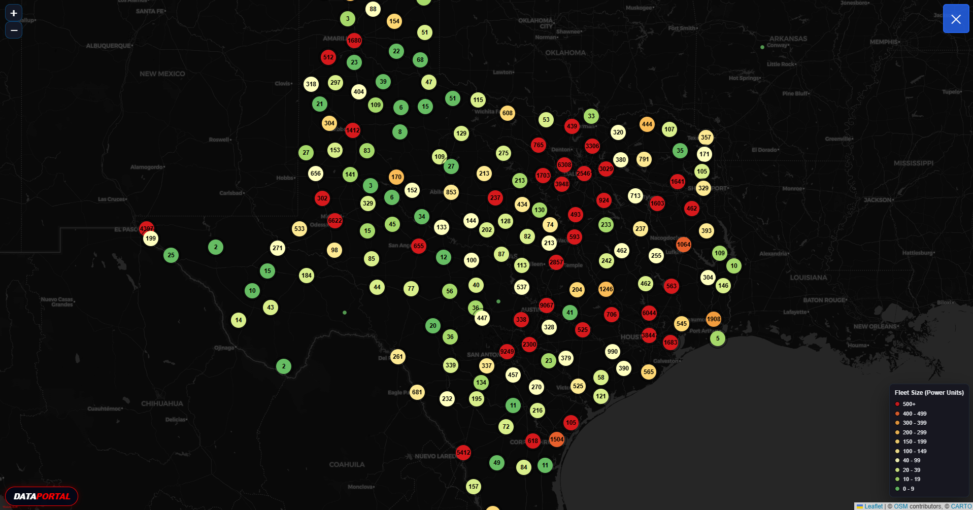 MAPINTEL map-based fleet density view