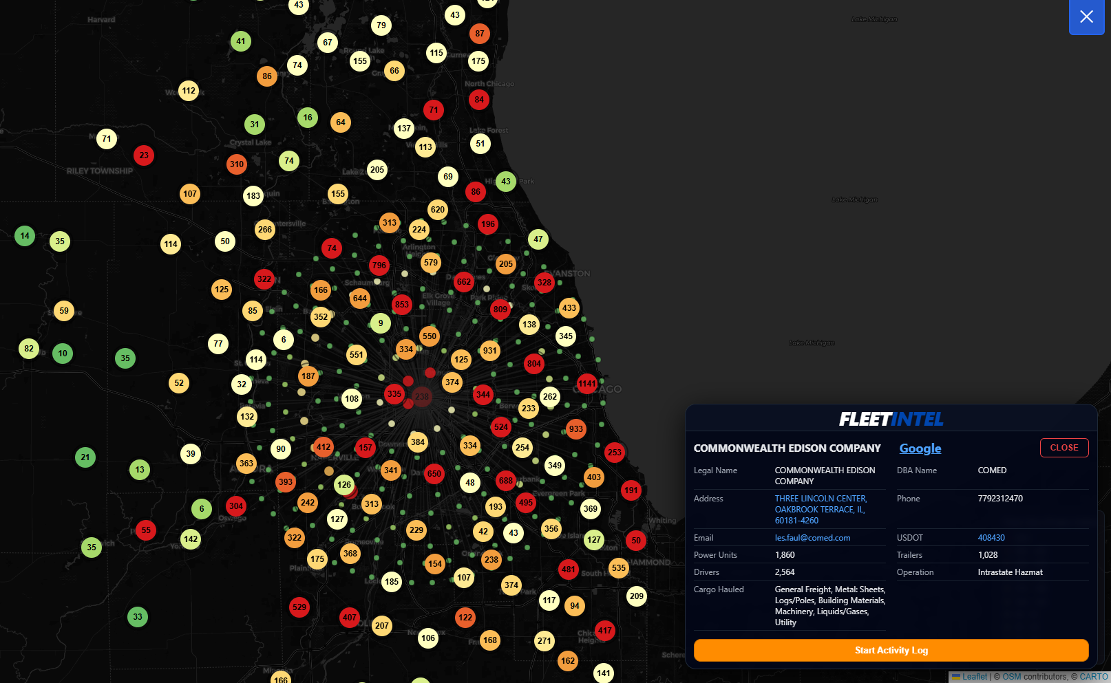 MapIntel showing Chicago territory